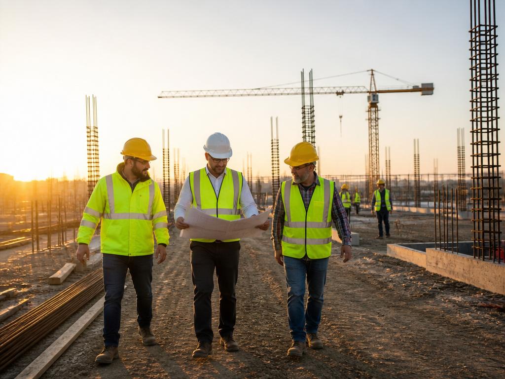 Superintendent walking the site at dawn
